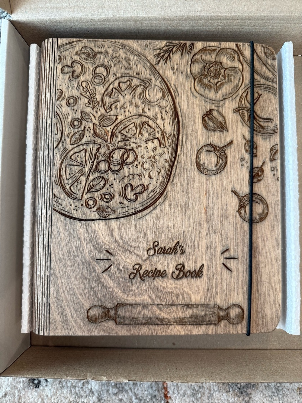 Personalized Wooden Recipe Book - Natural Wood - Sarah